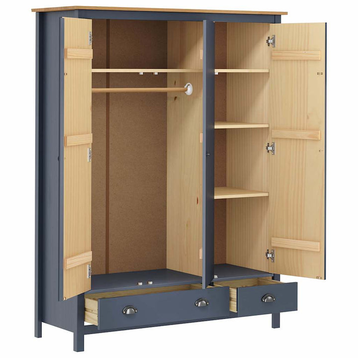 Garde-Robe À 3 Portes Hill 127X50X170 Cm Pin Solide