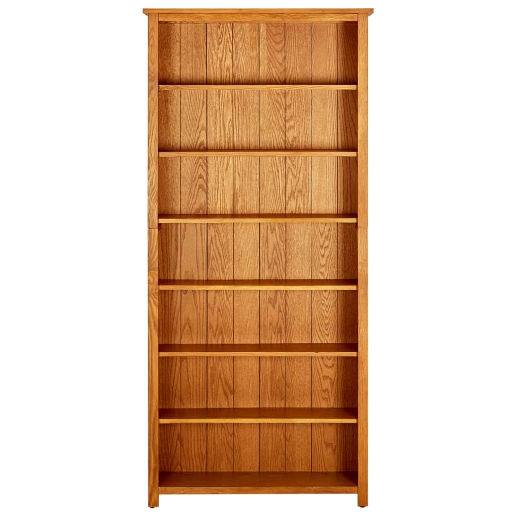 Bibliothèque À 7 Niveaux 90X22,5X200 Cm Bois De Chêne Massif