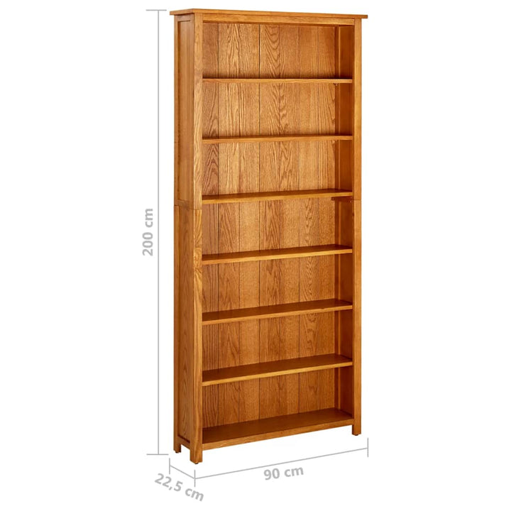 Bibliothèque À 7 Niveaux 90X22,5X200 Cm Bois De Chêne Massif