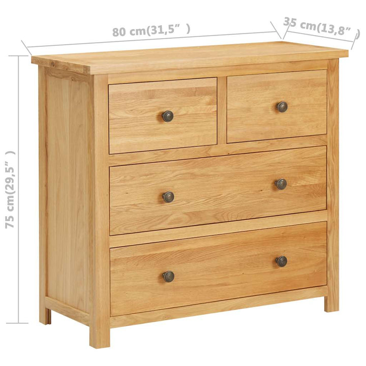 Commode 80X35X75 Cm Bois De Chêne Massif