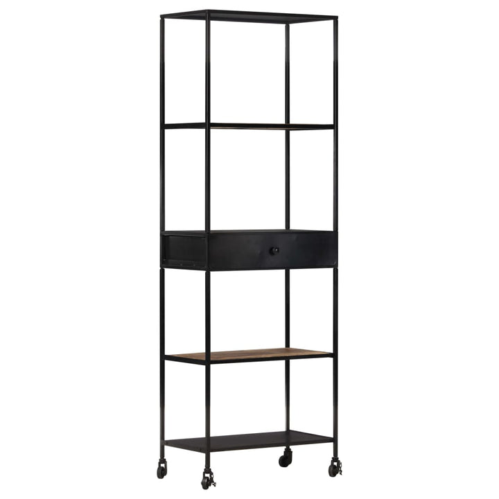 Bibliothèque 80X35X1 Bois De Manguier Brut Et Fer