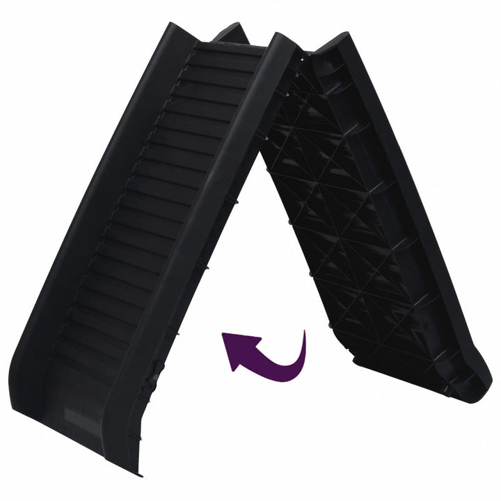 Rampe De Voiture Pliable Pour Chiens Noir 155,5X40X15,5 Cm