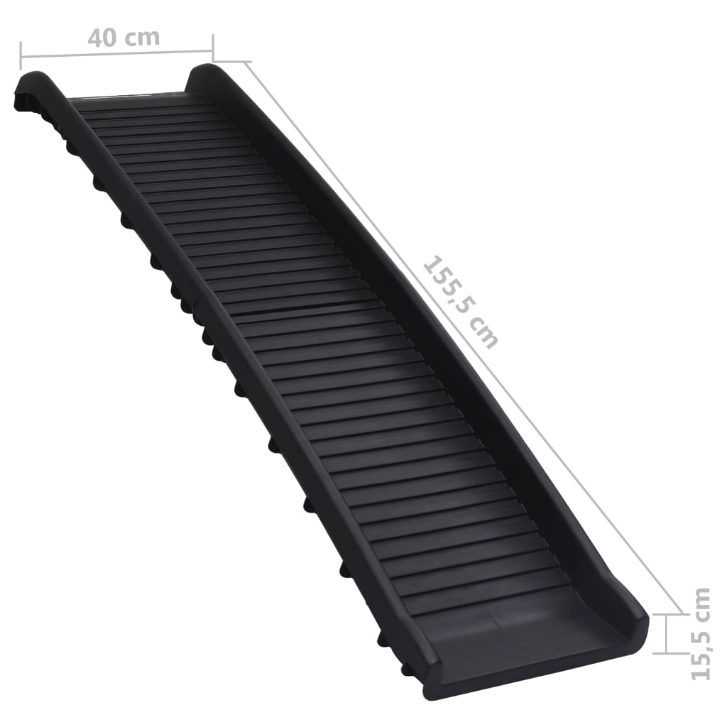 Rampe De Voiture Pliable Pour Chiens Noir 155,5X40X15,5 Cm