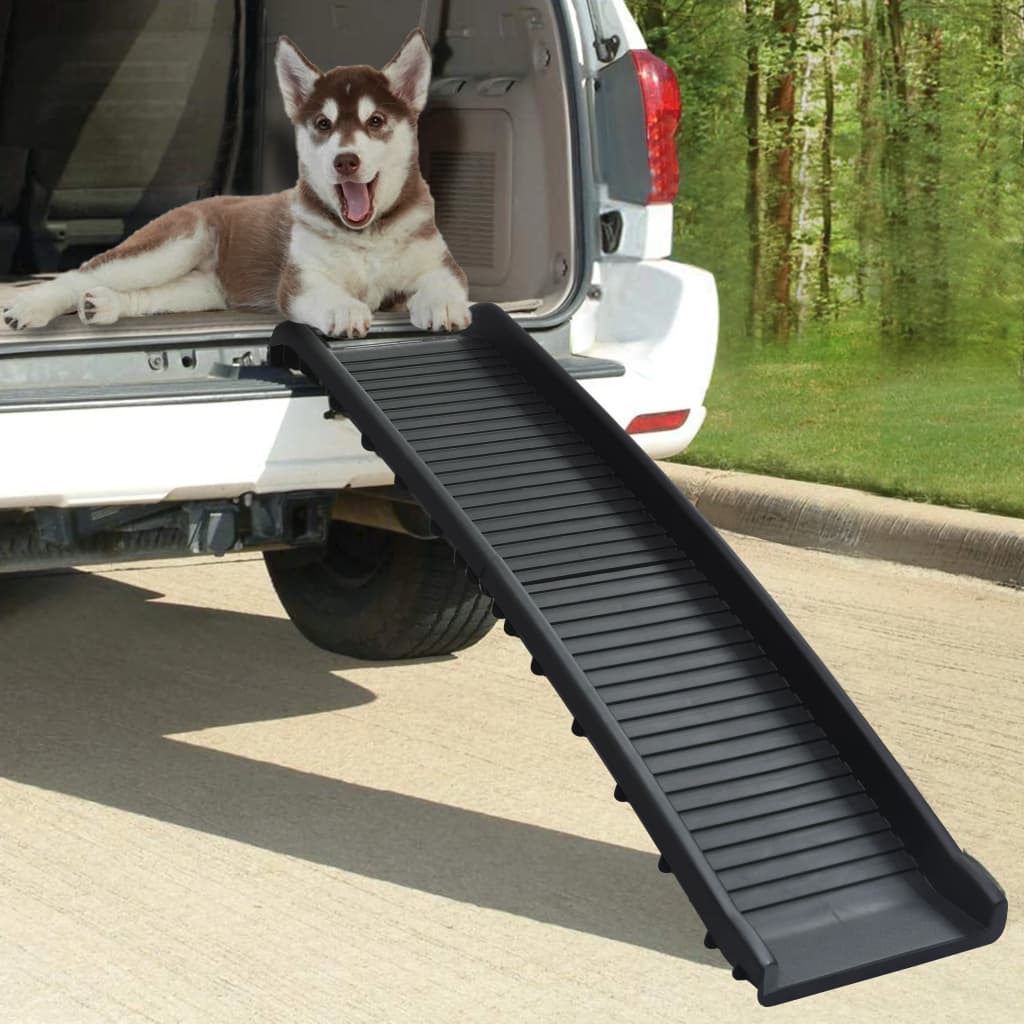 Rampe De Voiture Pliable Pour Chiens Noir 155,5X40X15,5 Cm