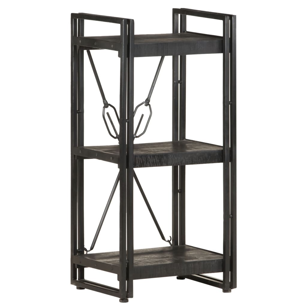 Bibliothèque À 3 Niveaux 40X30X Bois De Manguier Massif Noir