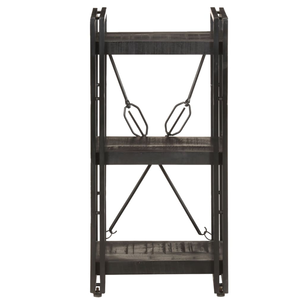 Bibliothèque À 3 Niveaux 40X30X Bois De Manguier Massif Noir