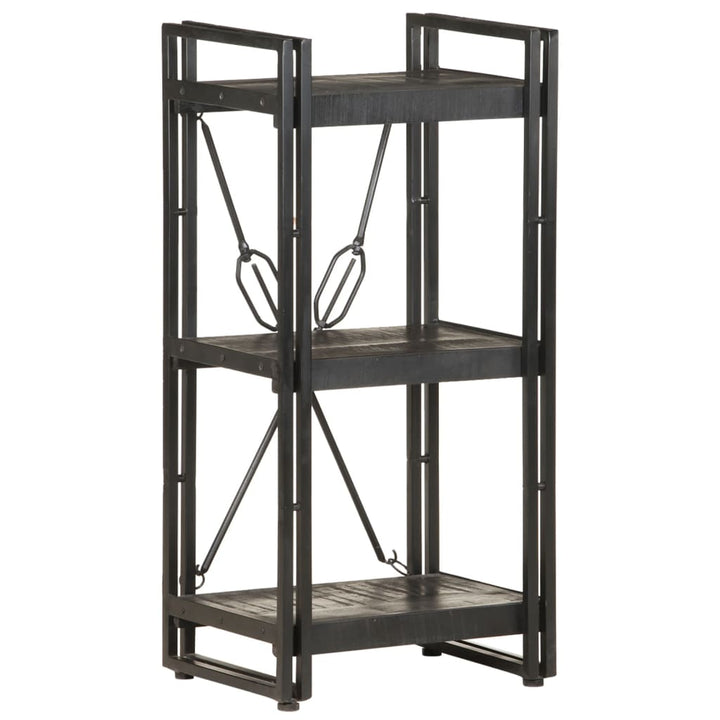 Bibliothèque À 3 Niveaux 40X30X Bois De Manguier Massif Noir