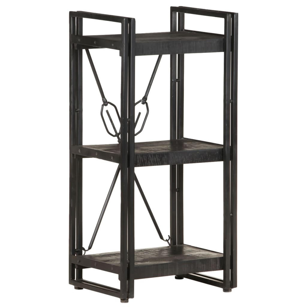 Bibliothèque À 3 Niveaux 40X30X Bois De Manguier Massif Noir