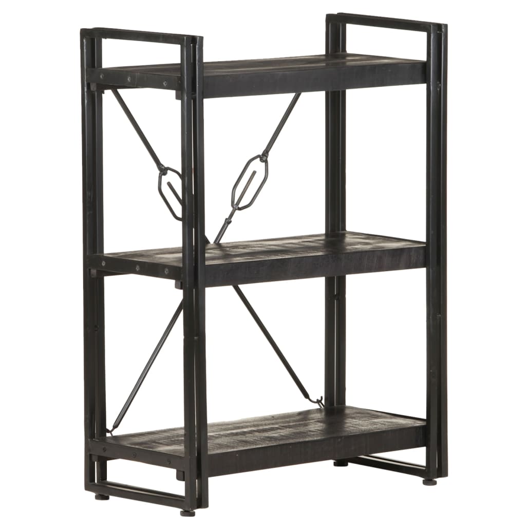 Bibliothèque À 3 Niveaux 40X30X Bois De Manguier Massif Noir