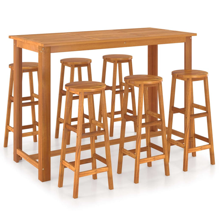 Ensemble De Bar De Jardin 9 Pcs Bois D'acacia Solide