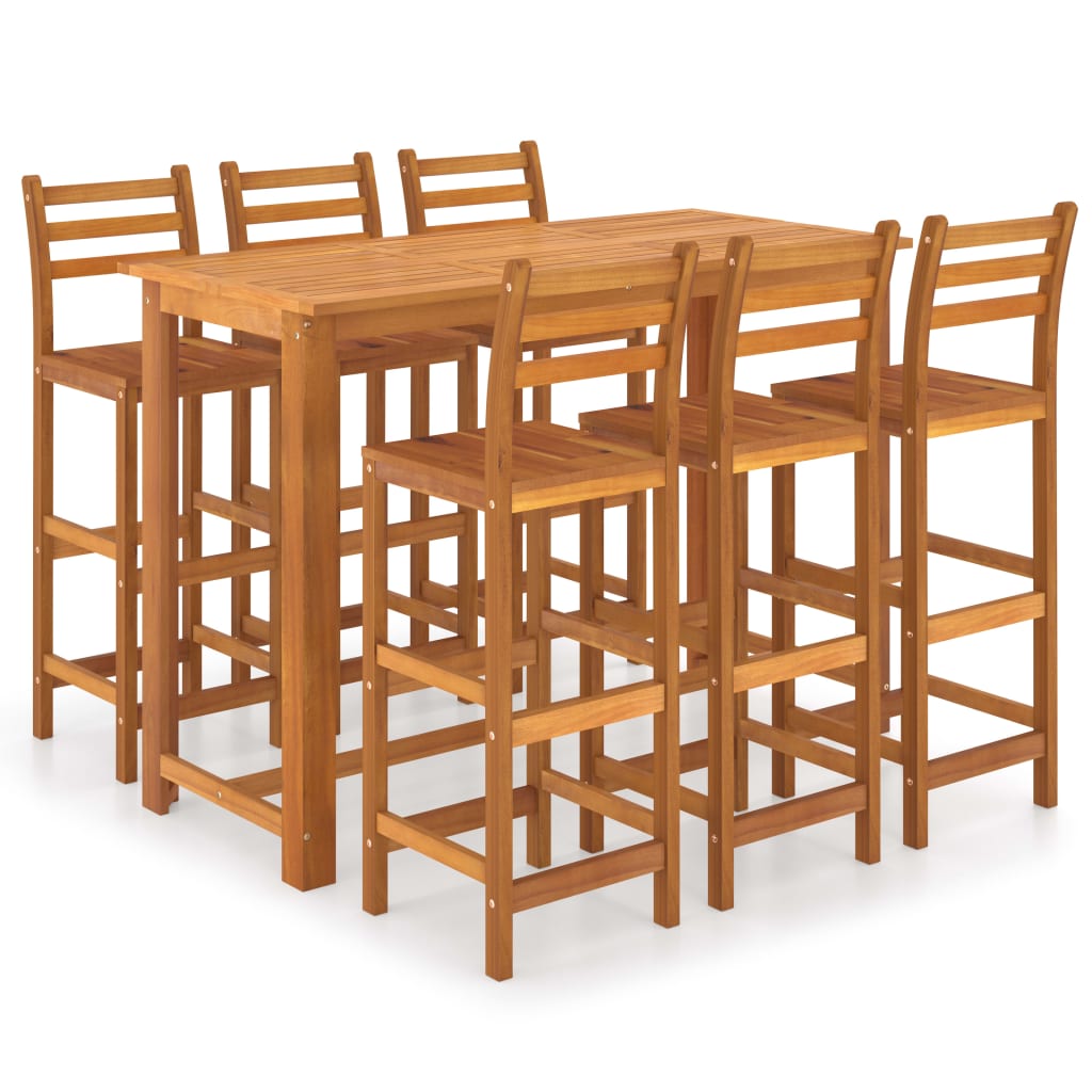 Ensemble De Bar De Jardin 9 Pcs Bois D'acacia Solide