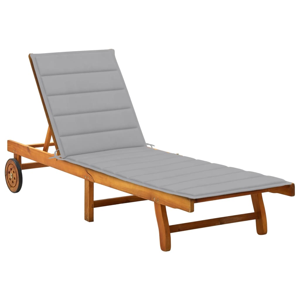 Chaise Longue De Jardin 2 Places Avec Coussins Acacia Solide