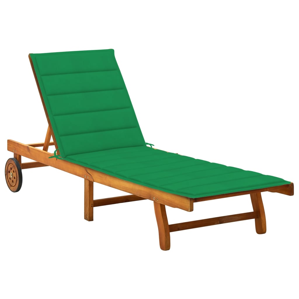 Chaise Longue De Jardin 2 Places Avec Coussins Acacia Solide