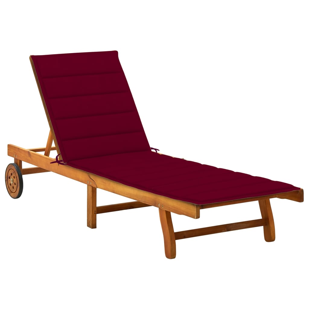 Chaise Longue De Jardin 2 Places Avec Coussins Acacia Solide