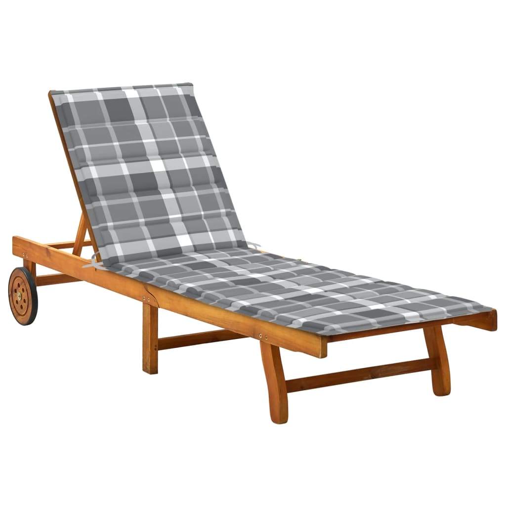Chaise Longue De Jardin 2 Places Avec Coussins Acacia Solide