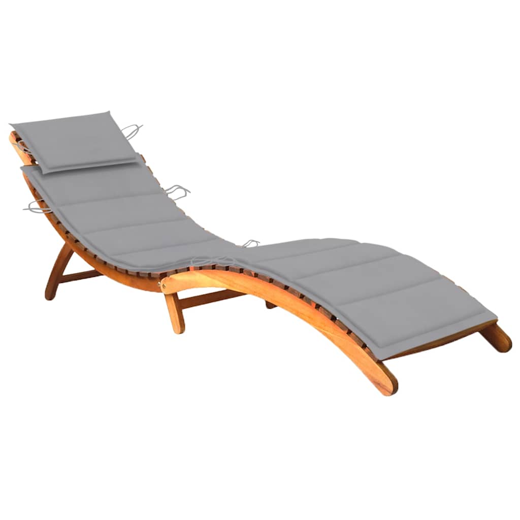 Chaise Longue De Jardin Avec Table Et Coussin Bois D'acacia