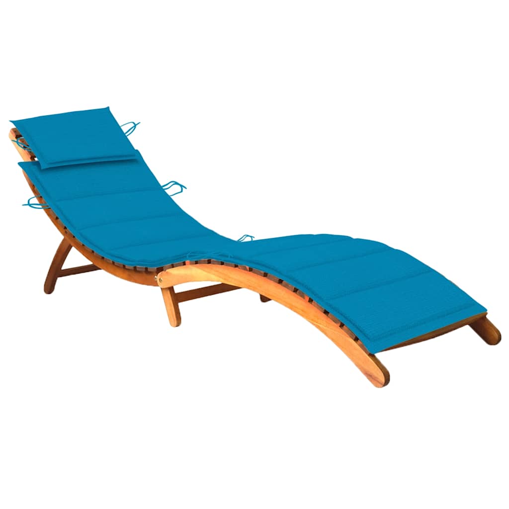 Chaise Longue De Jardin Avec Table Et Coussin Bois D'acacia