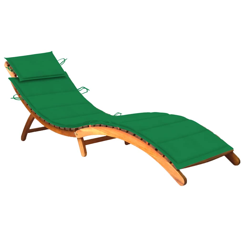 Chaise Longue De Jardin Avec Table Et Coussin Bois D'acacia