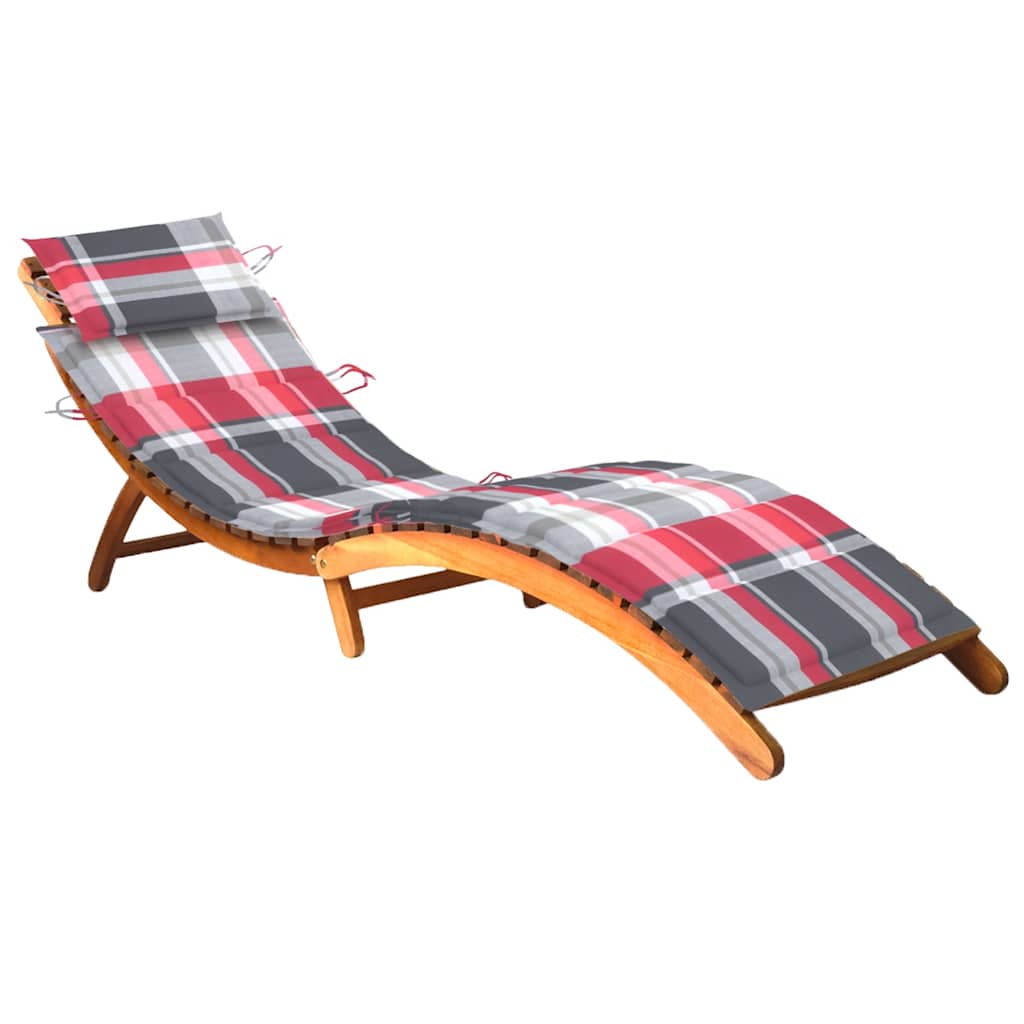 Chaise Longue De Jardin Avec Table Et Coussin Bois D'acacia