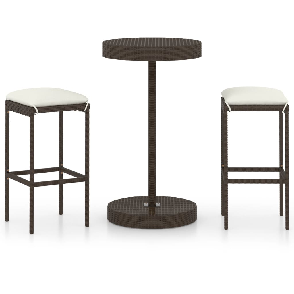 Ensemble De Bar De Jardin 3Pcs Coussins Résine Tressée