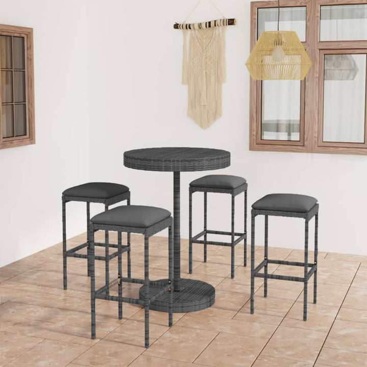 Ensemble De Bar De Jardin 3Pcs Coussins Résine Tressée