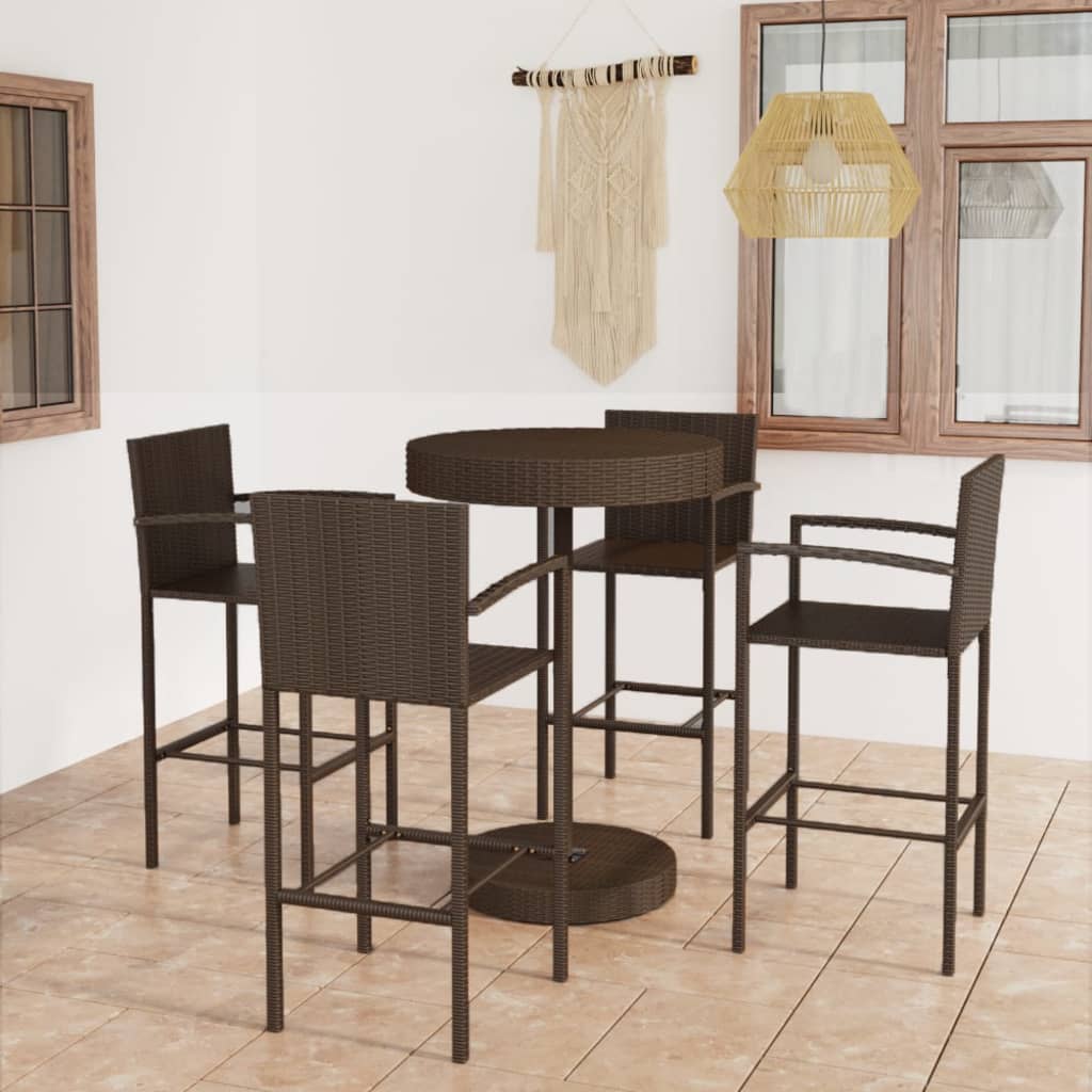 Ensemble De Bar De Jardin 5 Pcs Résine Tressée
