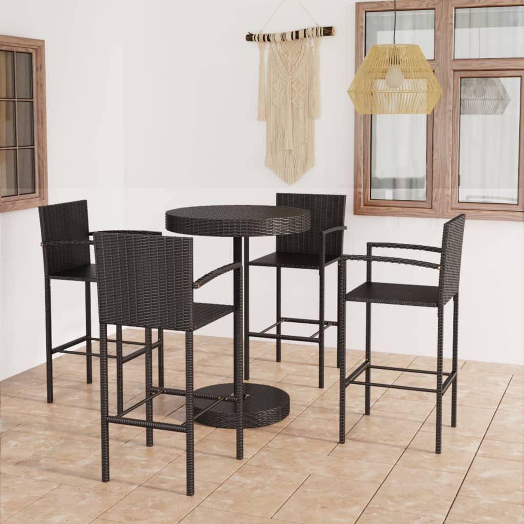 Ensemble De Bar De Jardin 5 Pcs Résine Tressée