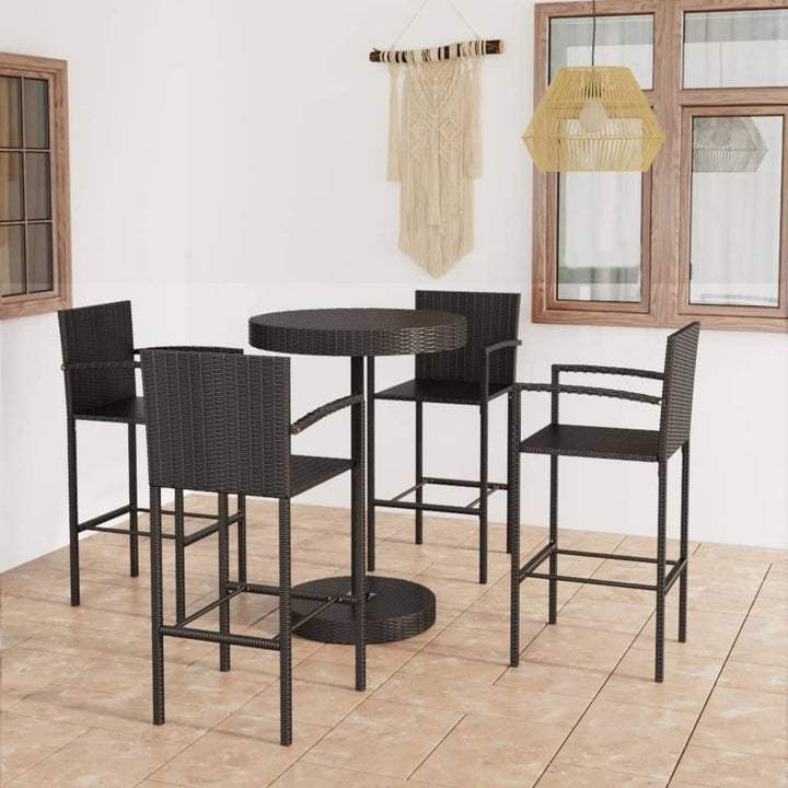 Ensemble De Bar De Jardin 5 Pcs Résine Tressée