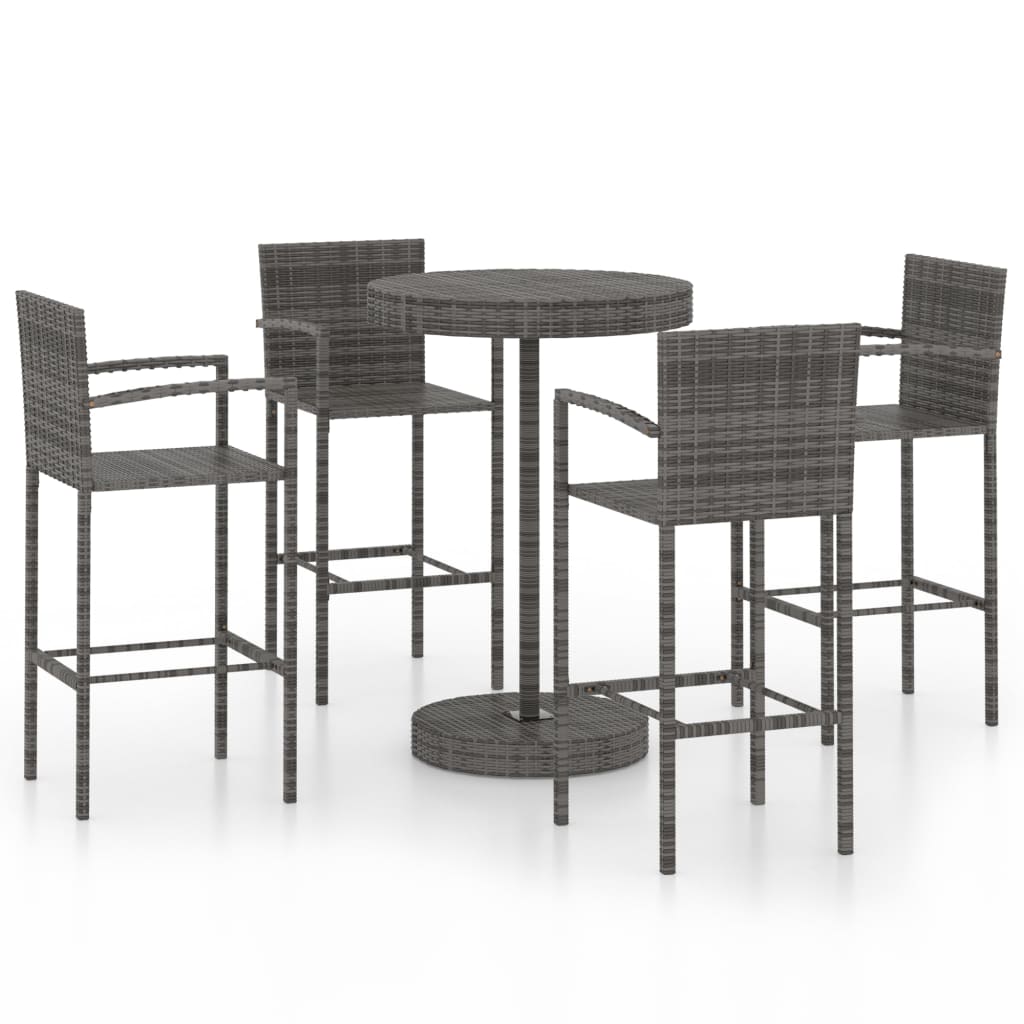 Ensemble De Bar De Jardin 5 Pcs Résine Tressée