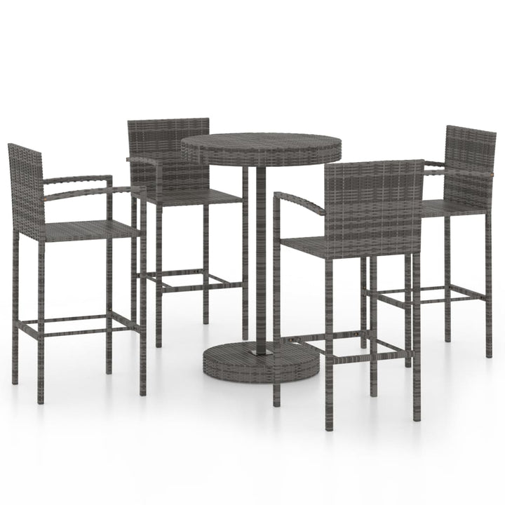Ensemble De Bar De Jardin 5 Pcs Résine Tressée