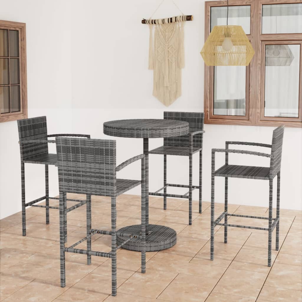 Ensemble De Bar De Jardin 5 Pcs Résine Tressée