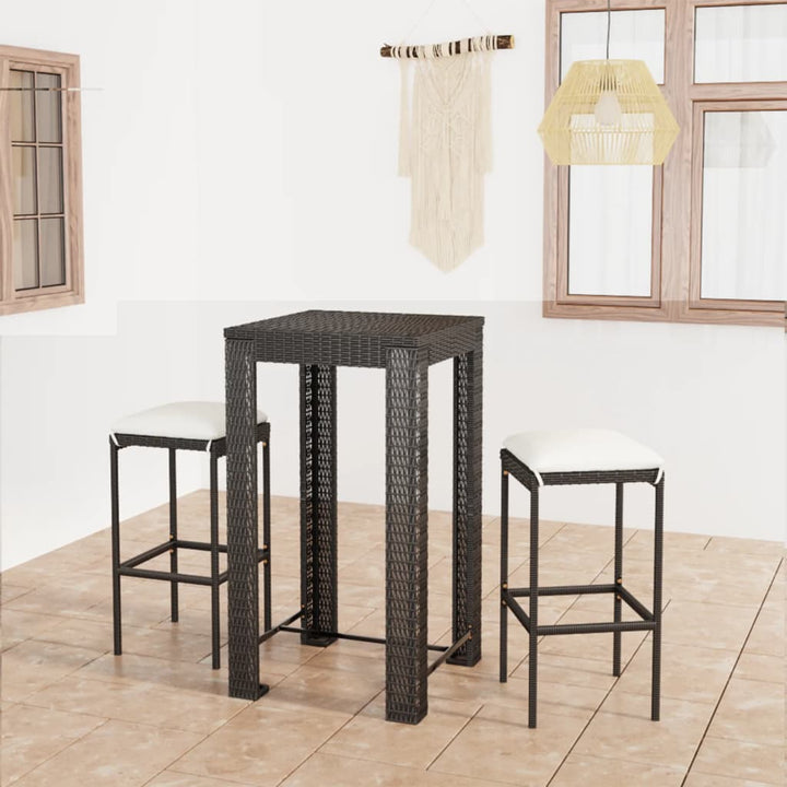 Ensemble De Bar De Jardin 7 Pcs Et Coussins Résine Tressée Noir