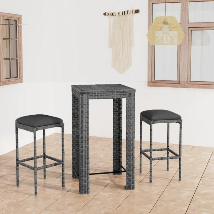 Ensemble De Bar De Jardin 9 Pcs Et Coussins Résine Tressée Gris