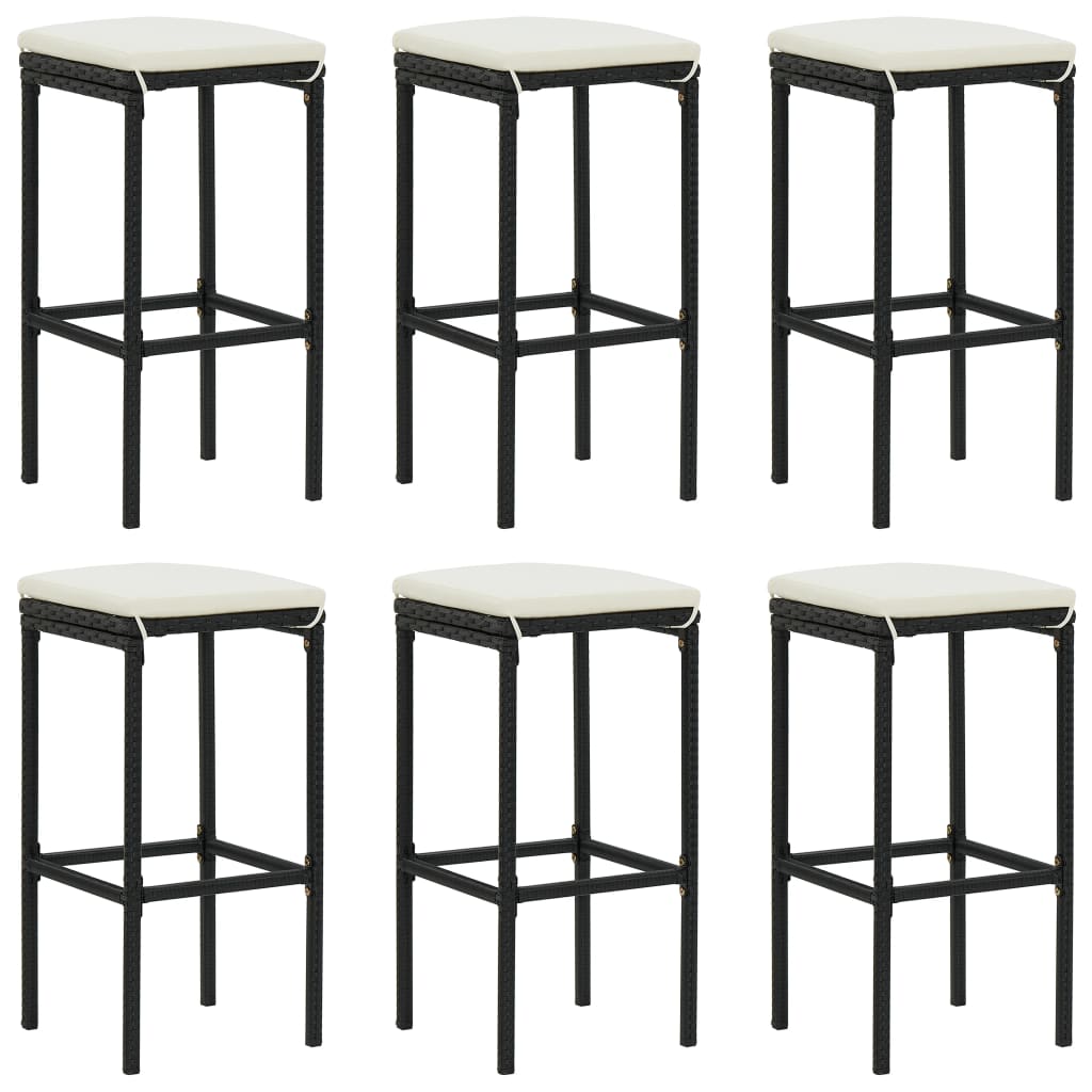 Ensemble De Bar De Jardin 7 Pcs Et Coussins Résine Tressée Noir