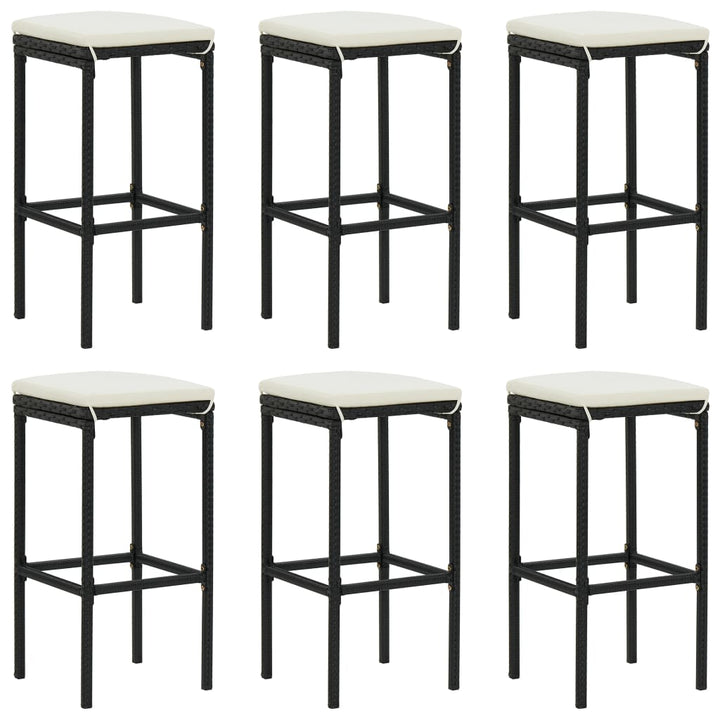 Ensemble De Bar De Jardin 7 Pcs Et Coussins Résine Tressée Noir
