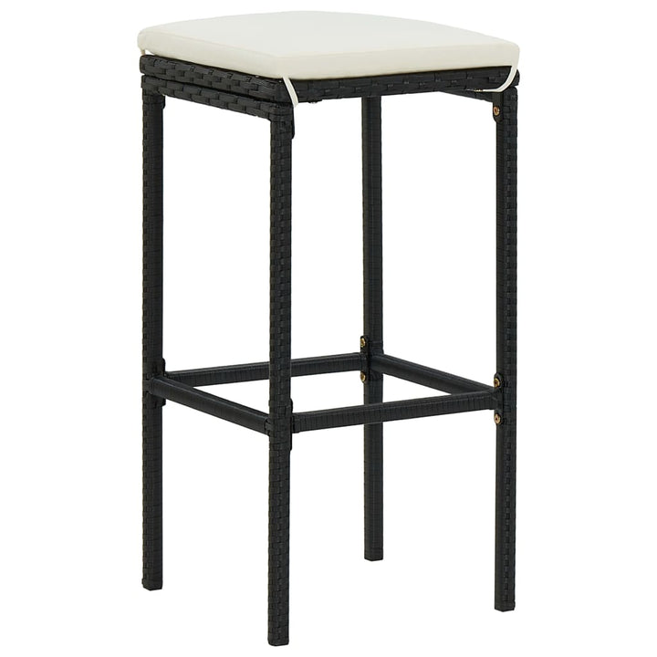 Ensemble De Bar De Jardin 7 Pcs Et Coussins Résine Tressée Noir