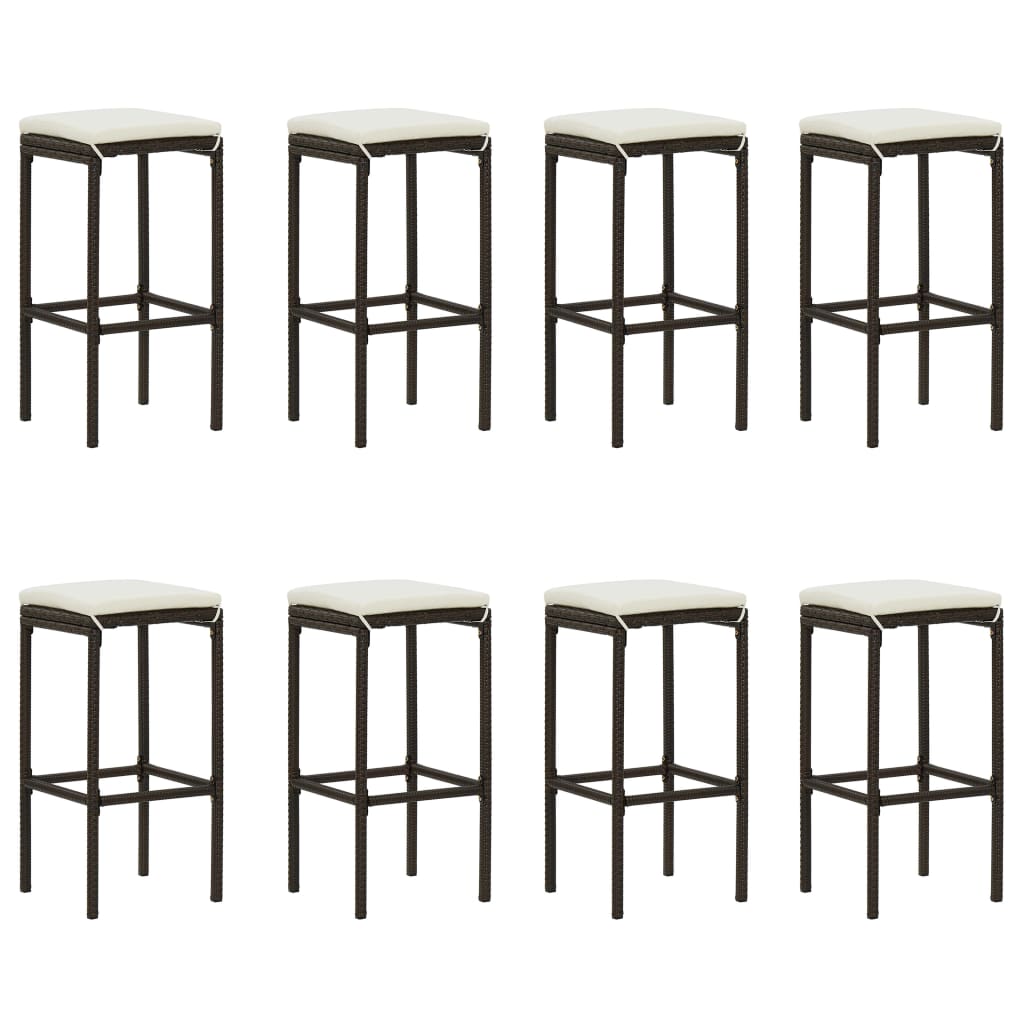 Ensemble De Bar De Jardin 9 Pcs Coussins Résine Tressée Marron