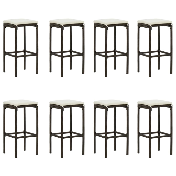 Ensemble De Bar De Jardin 9 Pcs Coussins Résine Tressée Marron