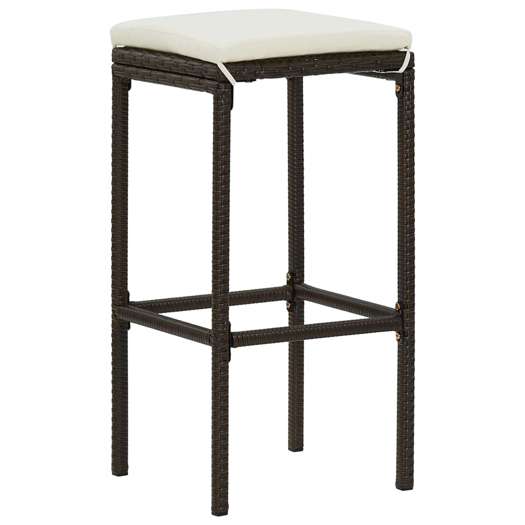 Ensemble De Bar De Jardin 9 Pcs Coussins Résine Tressée Marron