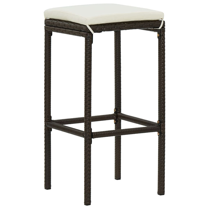 Ensemble De Bar De Jardin 9 Pcs Coussins Résine Tressée Marron