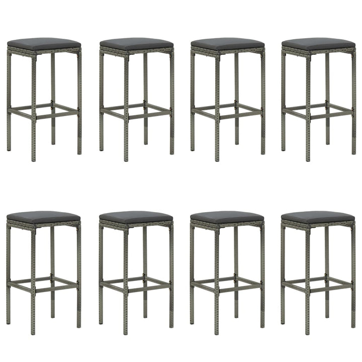 Ensemble De Bar De Jardin 9 Pcs Et Coussins Résine Tressée Gris