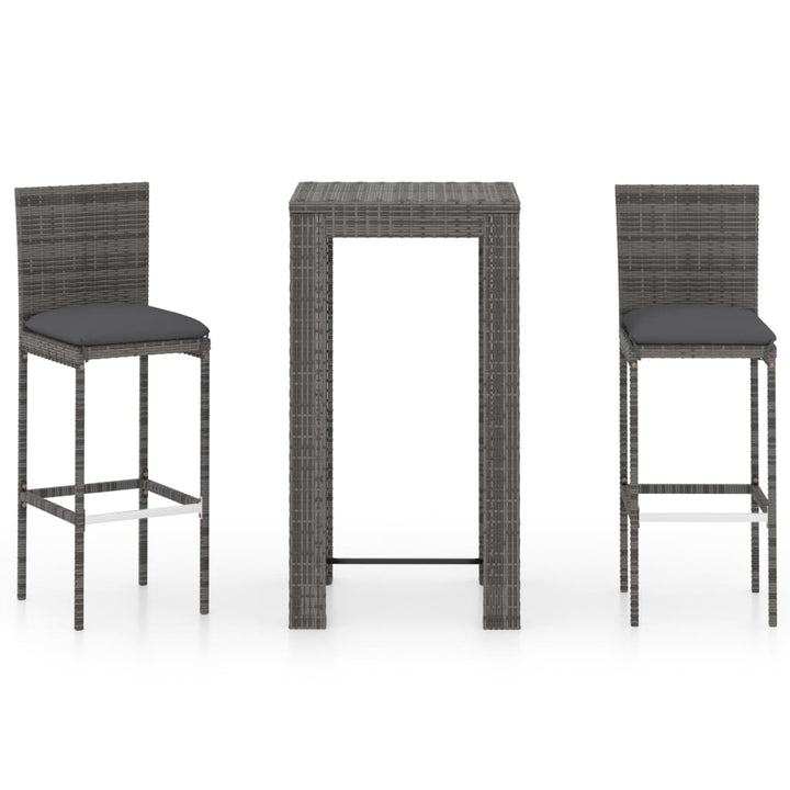 Ensemble De Bar De Jardin 3 Pcs Et Coussins Résine Tressée