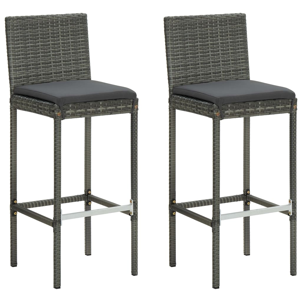 Ensemble De Bar De Jardin 3 Pcs Et Coussins Résine Tressée