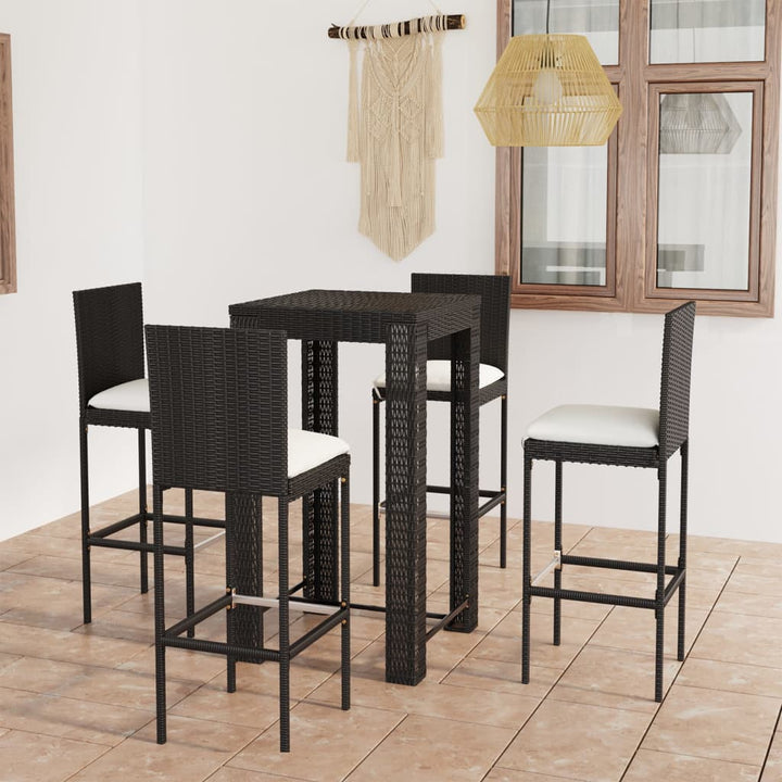 Ensemble De Bar De Jardin 3 Pcs Et Coussins Résine Tressée