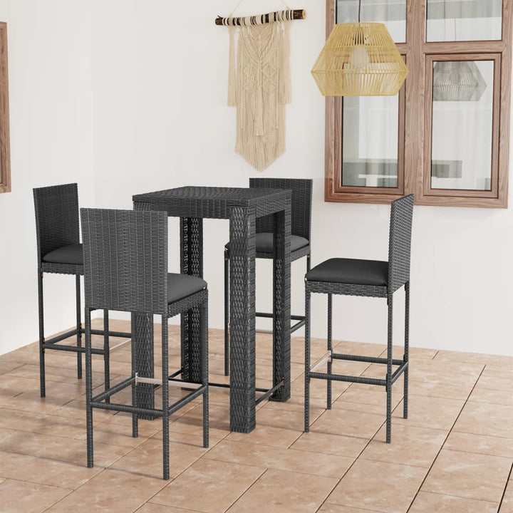 Ensemble De Bar De Jardin 3 Pcs Et Coussins Résine Tressée