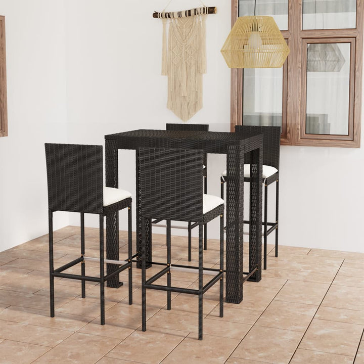 Ensemble De Bar De Jardin 3 Pcs Et Coussins Résine Tressée