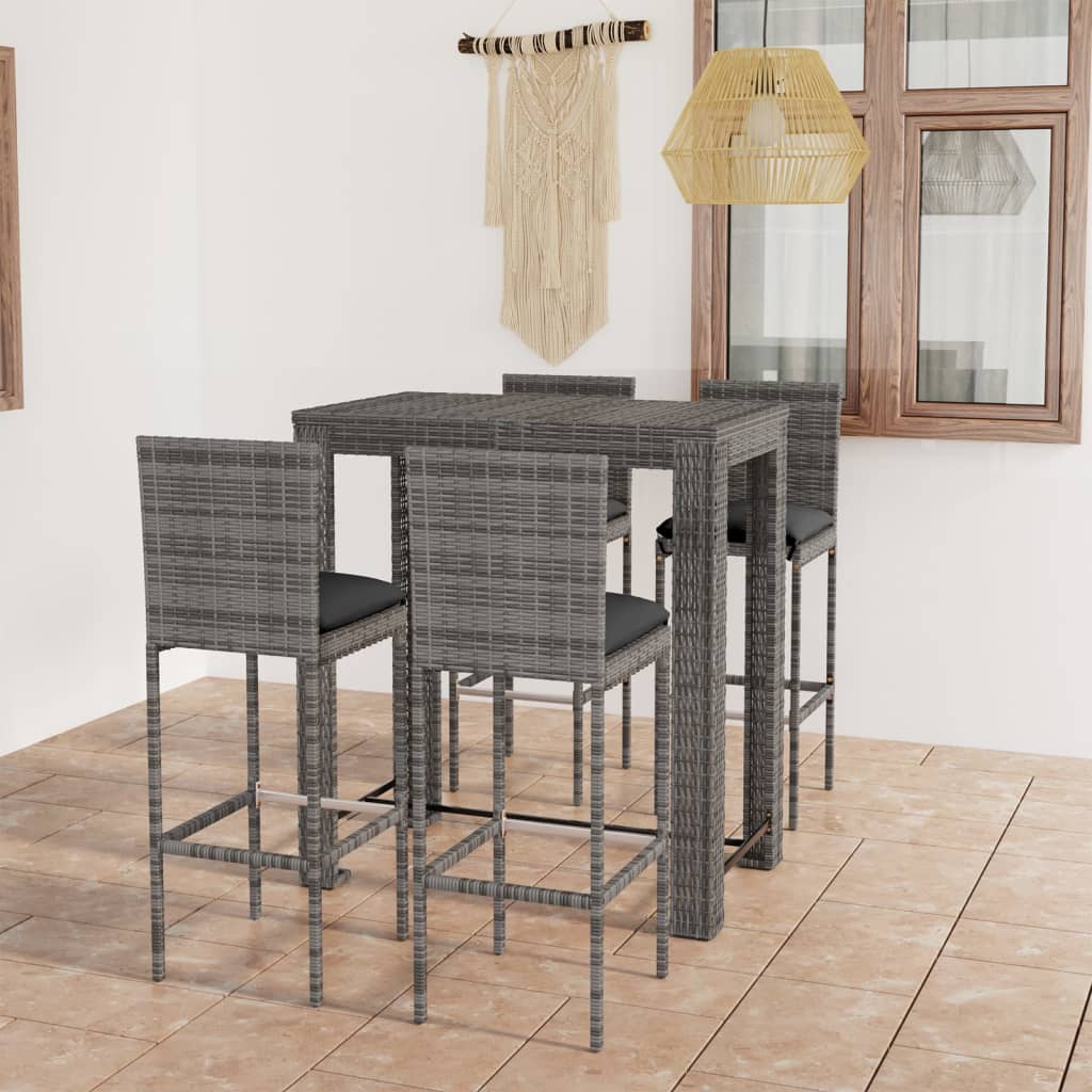 Ensemble De Bar De Jardin 3 Pcs Et Coussins Résine Tressée
