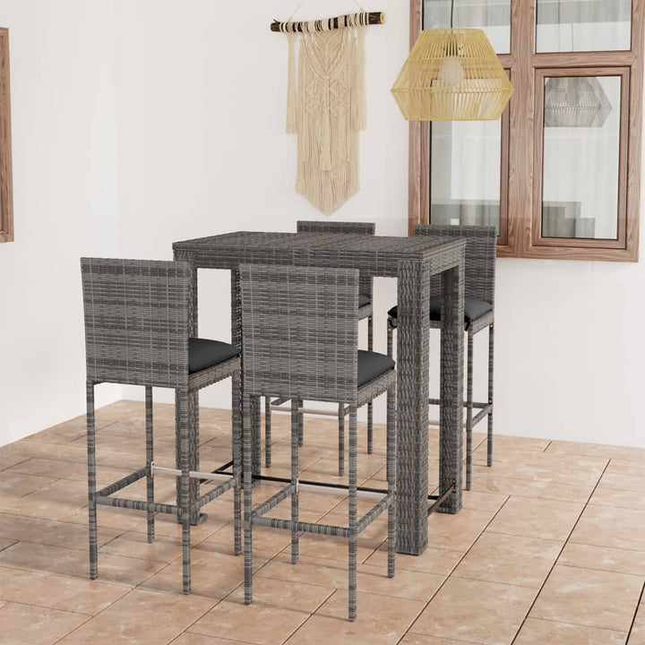 Ensemble De Bar De Jardin 3 Pcs Et Coussins Résine Tressée
