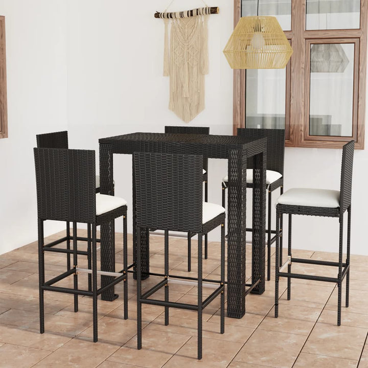 Ensemble De Bar De Jardin 3 Pcs Et Coussins Résine Tressée