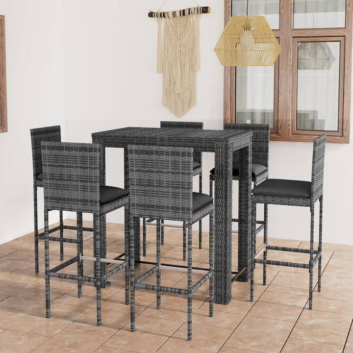 Ensemble De Bar De Jardin 3 Pcs Et Coussins Résine Tressée